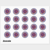 Circles monogram Orange Lila Initialquadrate Runder Aufkleber (Blatt)