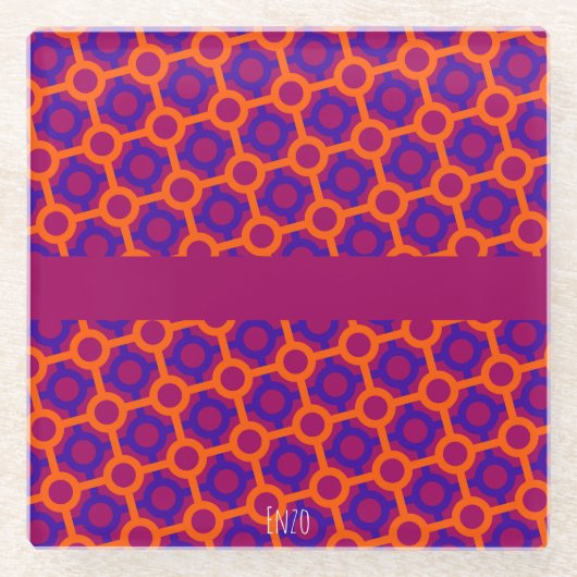 Circles Orange Violet Minimal Muster Glasuntersetzer (Vorderseite)