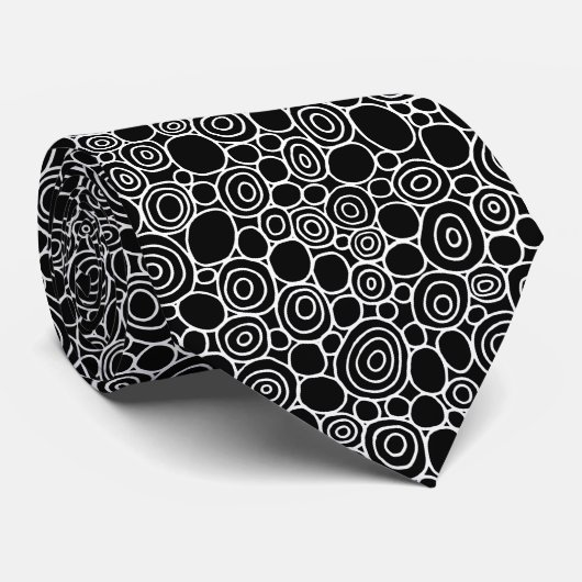 Circles Pattern 210819 - White on Black Krawatte (Gerollt)