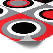 Circles Pattern Red Grau Schwarz-weiß Poster (Ecke)