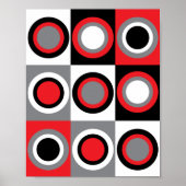 Circles Pattern Red Grau Schwarz-weiß Poster (Vorne)
