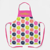 Circles Polka Dot Design in rosa Korallengelb Schürze (Vorderseite)