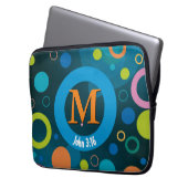 Circles Scripting Monogram Personalisiert BLUE Laptopschutzhülle (Vorderseite Links)