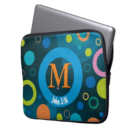 Circles Scripting Monogram Personalisiert BLUE Laptopschutzhülle (Vorderseite Links)