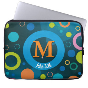 Circles Scripting Monogram Personalisiert BLUE Laptopschutzhülle
