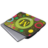 Circles Scripting Monogram Personalisiert GREEN Laptopschutzhülle (Vorne Knopf)