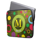 Circles Scripting Monogram Personalisiert GREEN Laptopschutzhülle (Vorderseite Links)