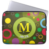 Circles Scripting Monogram Personalisiert GREEN Laptopschutzhülle (Vorderseite)