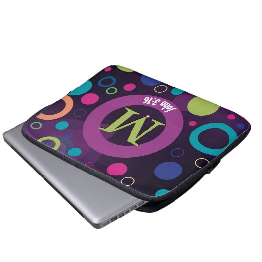 Circles Scripting Monogramm Personalisiert LILA Laptopschutzhülle (Vorne Knopf)