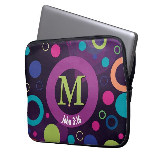 Circles Scripting Monogramm Personalisiert LILA Laptopschutzhülle (Vorderseite Links)