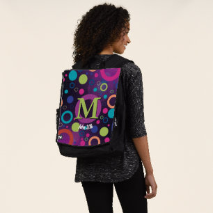Circles Scripting Monogramm Personalisiert Lila Rucksack