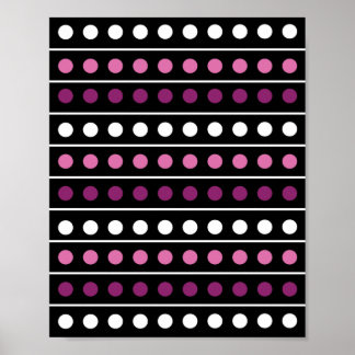 Circles Stripes White Pink Lila Black Background Poster