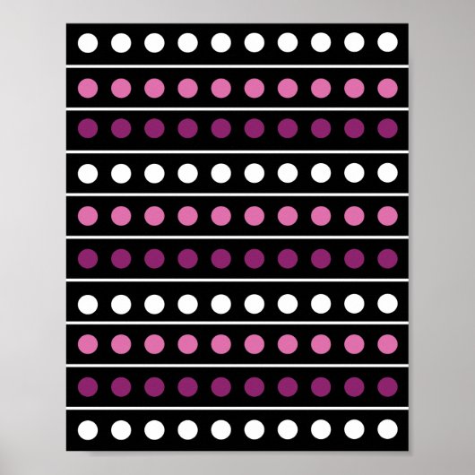 Circles Stripes White Pink Lila Black Background Poster (Vorne)