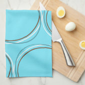 Circles Turquoise White Brown Hand gezeichnet Geschirrtuch (Viertel Falte)