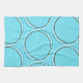 Circles Turquoise White Brown Hand gezeichnet Geschirrtuch (Horizontal)