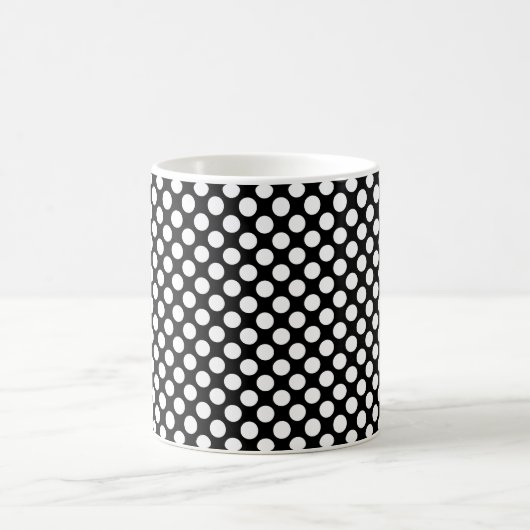 Circles White Polka Dots Muster schwarzer Hintergr Kaffeetasse (Mittel)
