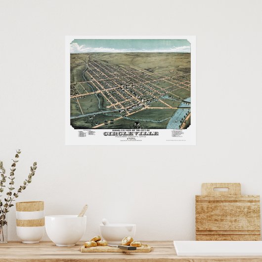 Circleville, OH, Panoramablick - 1876 Poster (Küche)