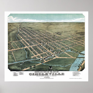 Circleville, OH-, panoramische Karte - 1876 Poster