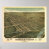 Circleville Ohio 1876 Antike Panoramakarte Poster (Vorne)