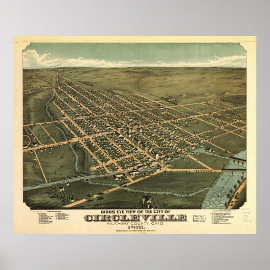 Circleville Ohio 1876 Antike Panoramakarte Poster (Vorne)