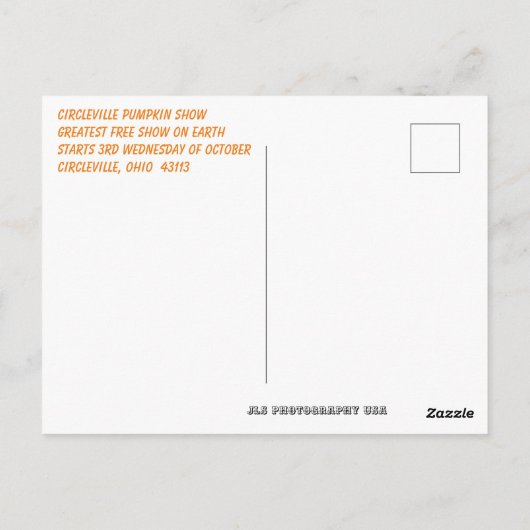 Circleville Pumpkin Show Postcard Postkarte (Rückseite)