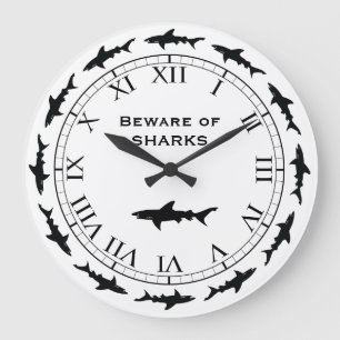 Circling SHARKS - Beware of Sharks Fishing Boat Große Wanduhr