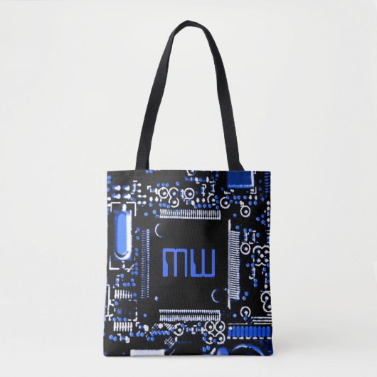 Circuit Blue 2 Monogramm über den gesamten Beutel Tasche (Vorderseite)