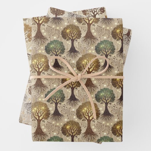 Circuit Board and Trees Roots Geschenkpapier Set (Beispiel)