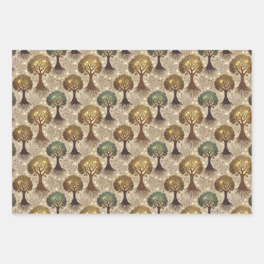 Circuit Board and Trees Roots  Geschenkpapier Set (Vorderseite)