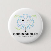 Circuit Board Brain Coder Pin Geek Tech Nerd Button (Vorderseite)