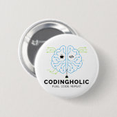 Circuit Board Brain Coder Pin Geek Tech Nerd Button (Vorne & Hinten)