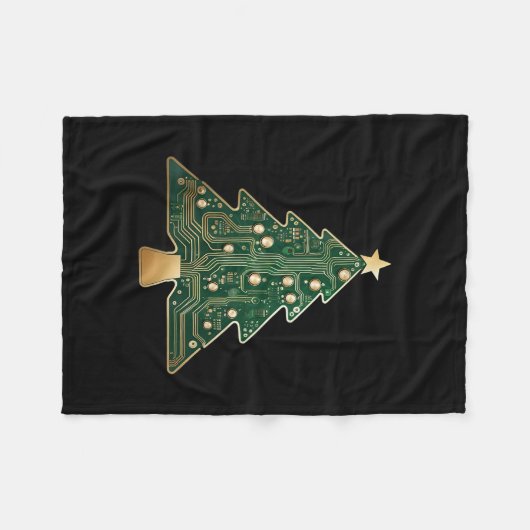 Circuit Board Computer Tech Weihnachtsbaum Fleecedecke (Vorderseite (Horizontal))