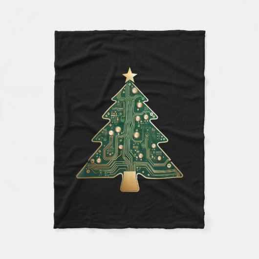 Circuit Board Computer Tech Weihnachtsbaum Fleecedecke (Vorderseite)