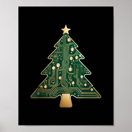Circuit Board Computer Tech Weihnachtsbaum Poster (Vorne)