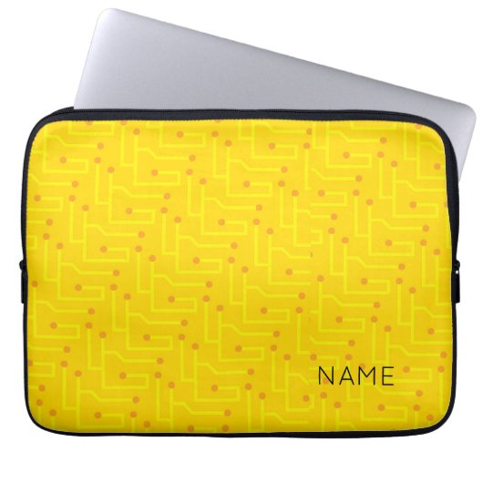 Circuit Board Moderner Gelber Orange Tech NAME Laptopschutzhülle (Vorderseite)