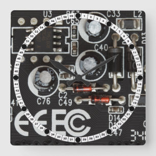 Circuit Board Quadratische Wanduhr