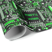 Circuit Green 2 Merry Xmas Geschenkpapier (Rolleneckpunkt)