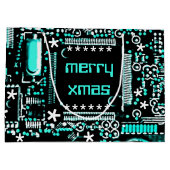 Circuit Light Blue 2 Merry Xmas groß Große Geschenktüte (Rückseite)