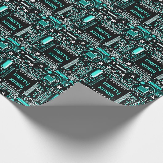 Circuit Light Blue 2 Merry Xmas Packpapier (Ecke)