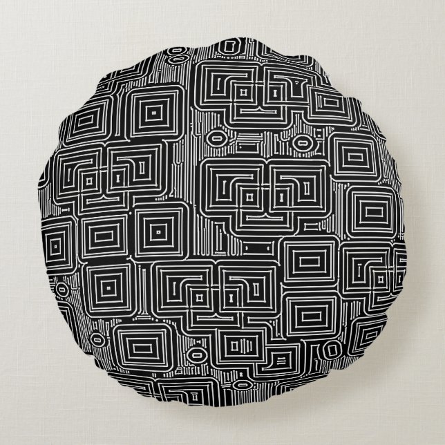 Circuit Maze Rundes Kissen (Rückseite)