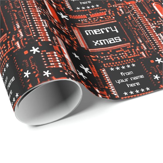 Circuit Red 'Merry Xmas aus..' Geschenkpackung. Geschenkpapier (Rolleneckpunkt)