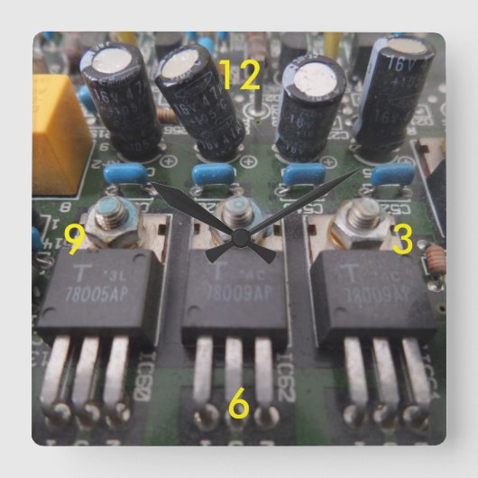 Circuit-Uhr Quadratische Wanduhr (Vorderseite)