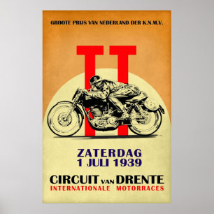 Circuit Van Drente Vintage Motorradrennen Poster
