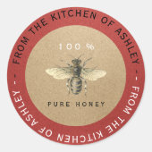Circular 100%hausgemachte Honey Kitchen Kraft Bee  Runder Aufkleber (Vorderseite)