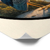 Circular 3D-Bild eines gelb gekrönten Nachtherons Poster (Ecke)