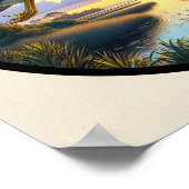 Circular 3D-Bild eines gelb gekrönten Nachtherons Poster (Ecke)