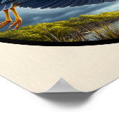 Circular 3D-Bild eines gelb gekrönten Nachtherons Poster (Ecke)