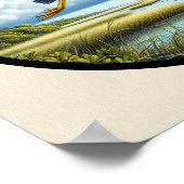 Circular 3D-Bild eines gelb gekrönten Nachtherons Poster (Ecke)