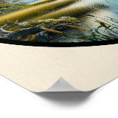 Circular 3D-Bild eines gelb gekrönten Nachtherons Poster (Ecke)