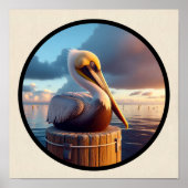 Circular 3D-Bild eines schönen braunen Pelican Poster (Vorne)